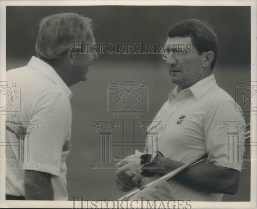 1990 Press Photo Former Alabama Coaches: Newton, Basketball; Perkins, Football- Historic Images
