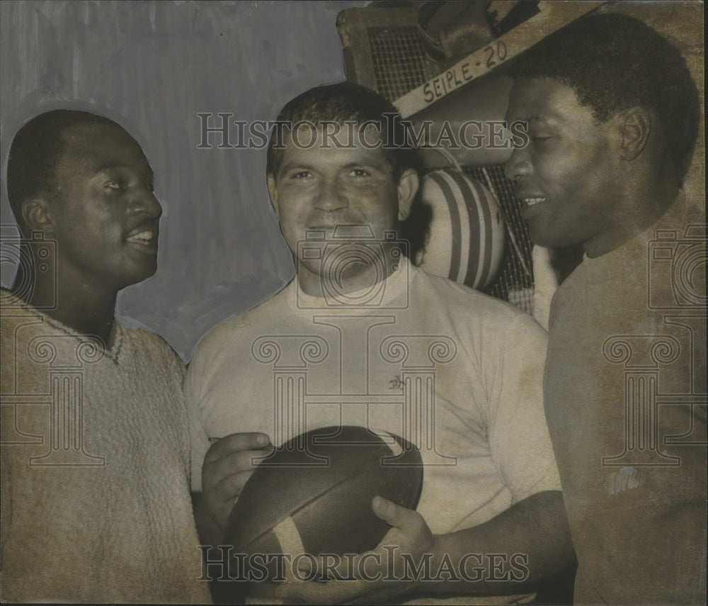 1967 Press Photo Former Alabama Football Players Sign Game Ball for Player - Historic Images