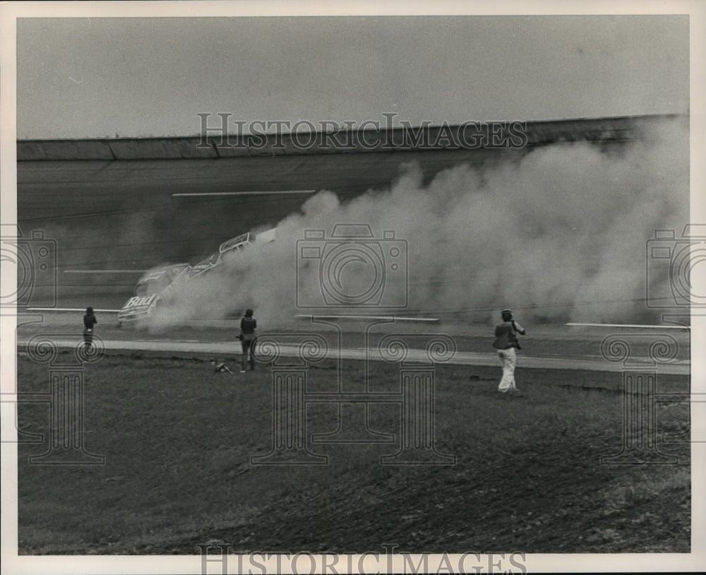 Smoke rises from cars 11 and 2 after wreck on track, Alabama - Historic Images