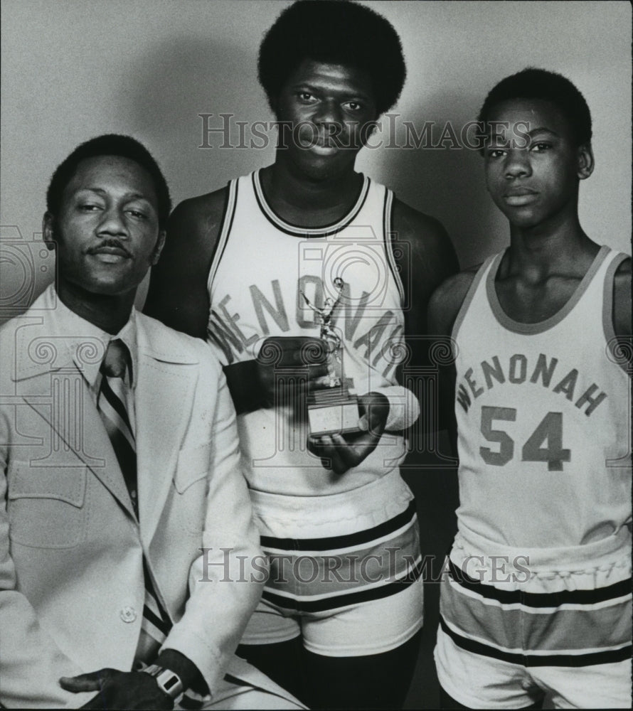 1977 Coach James Holifield, with co-captains of Wenonah Basketball-Historic Images