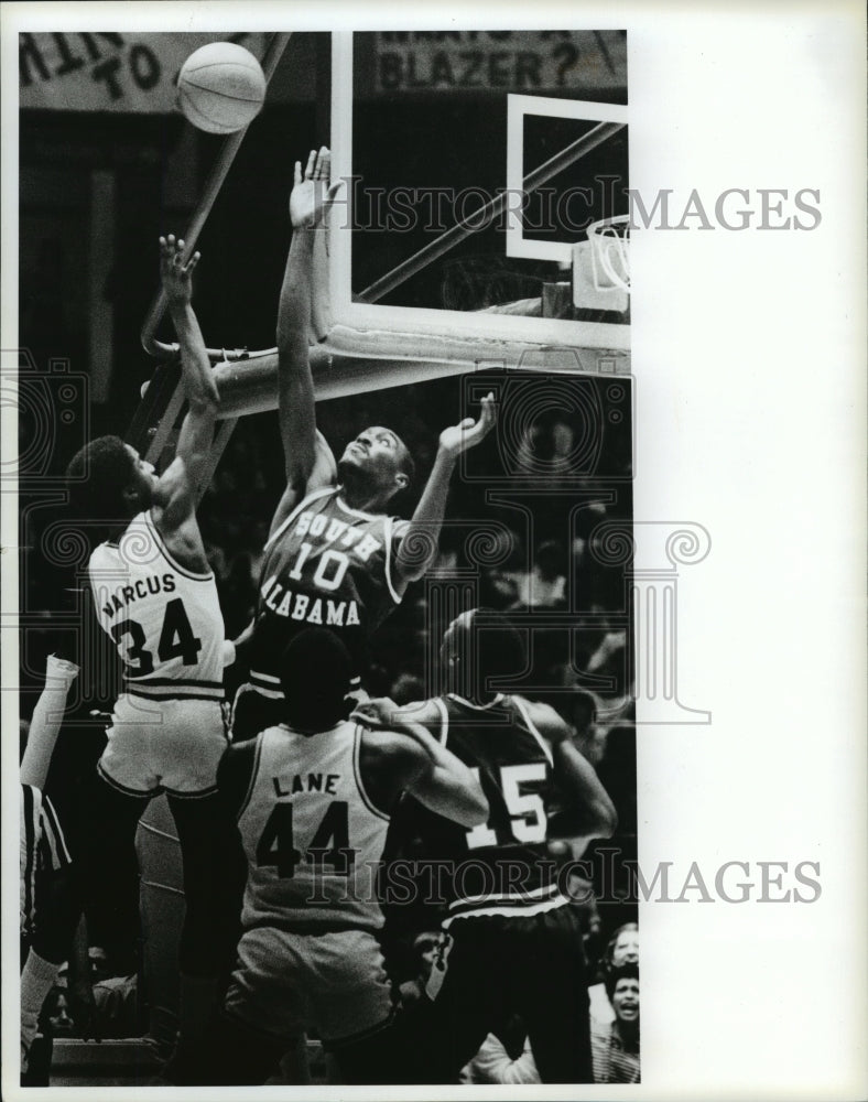 University of Alabama Birmingham Basketball Players in Game - Historic Images