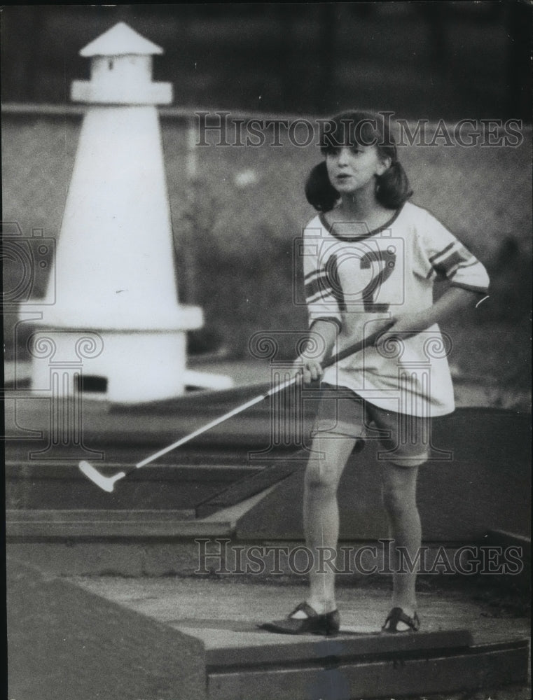 1968 Midfield Park - Young Girl Plays Shuffleboard - Historic Images