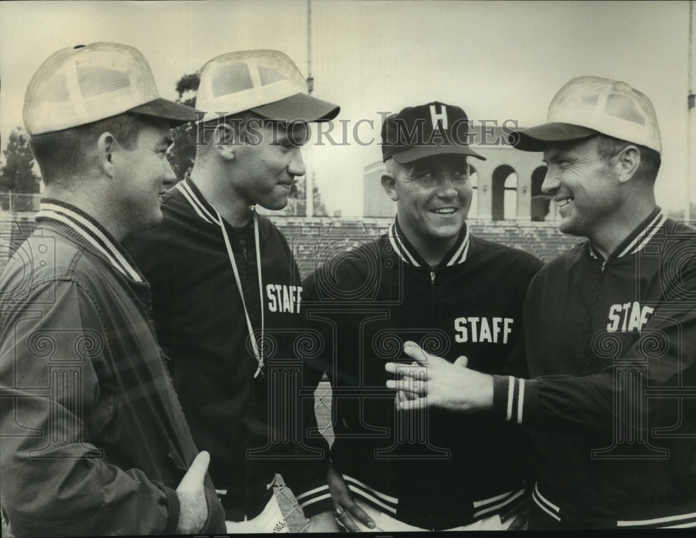 1964 Press Photo Sports Jim Wilston with Others at Bulldog Staff Meeting- Historic Images