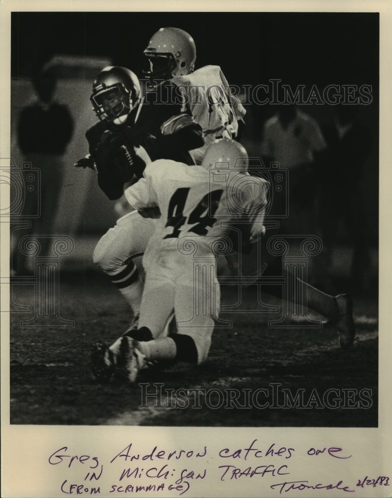 1983 Press Photo Birmingham Football Player Greg Anderson and Others in Game- Historic Images
