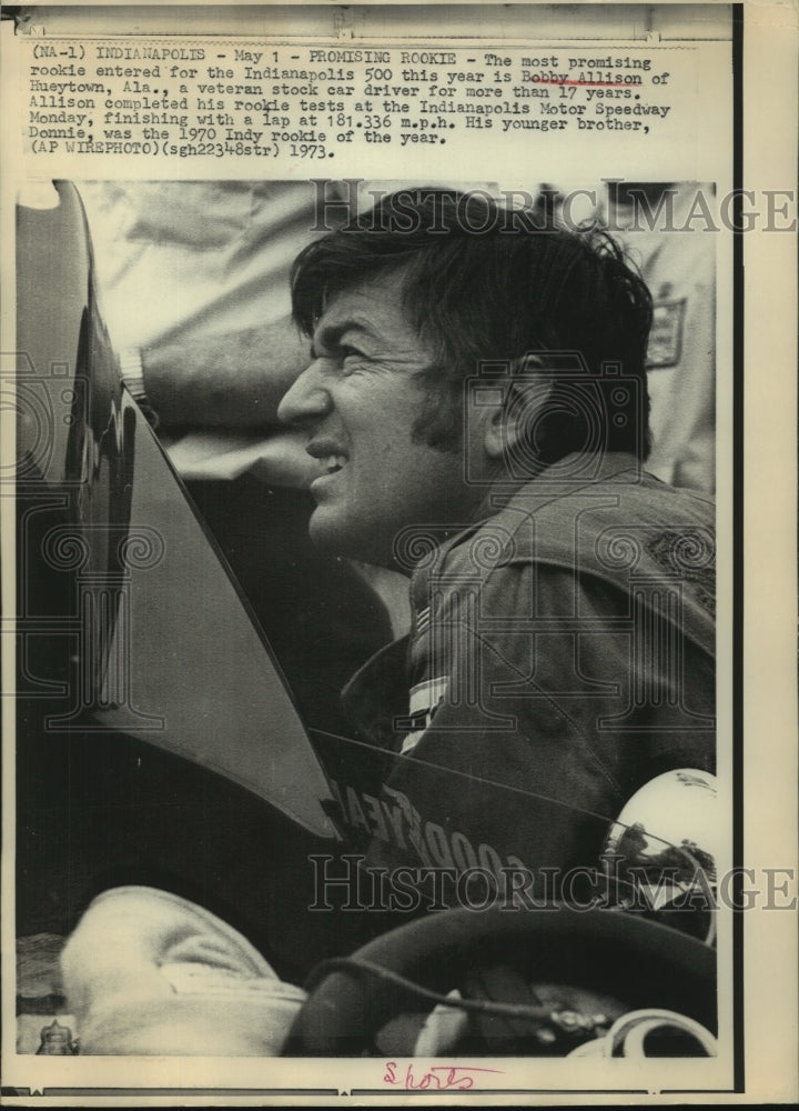 1973 Press Photo Bobby Allison of Hueytown, Alabama, Veteran Stock Car Driver - Historic Images