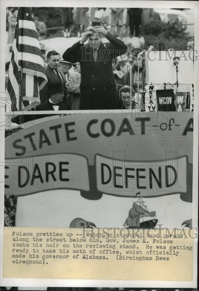 1955 Press Photo Jim Folsom Readies Himself for Gubernatorial Inauguration in AL - Historic Images