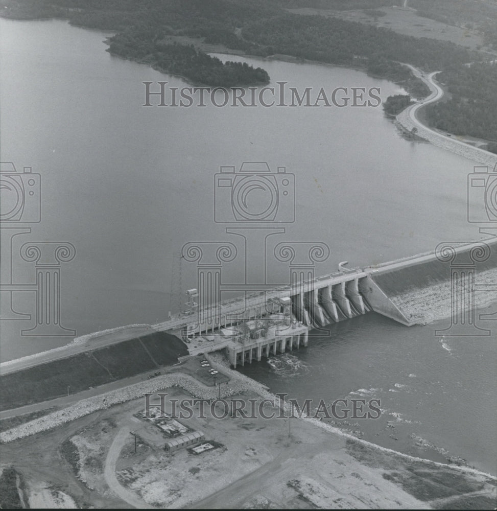 1966 Press Photo Alabama-Alabama-Aerial view of Logan Martin Dam at Pell City. - Historic Images