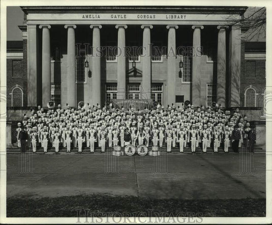 1969 Press Photo University of Alabama Marching Band on Steps of Library - Historic Images