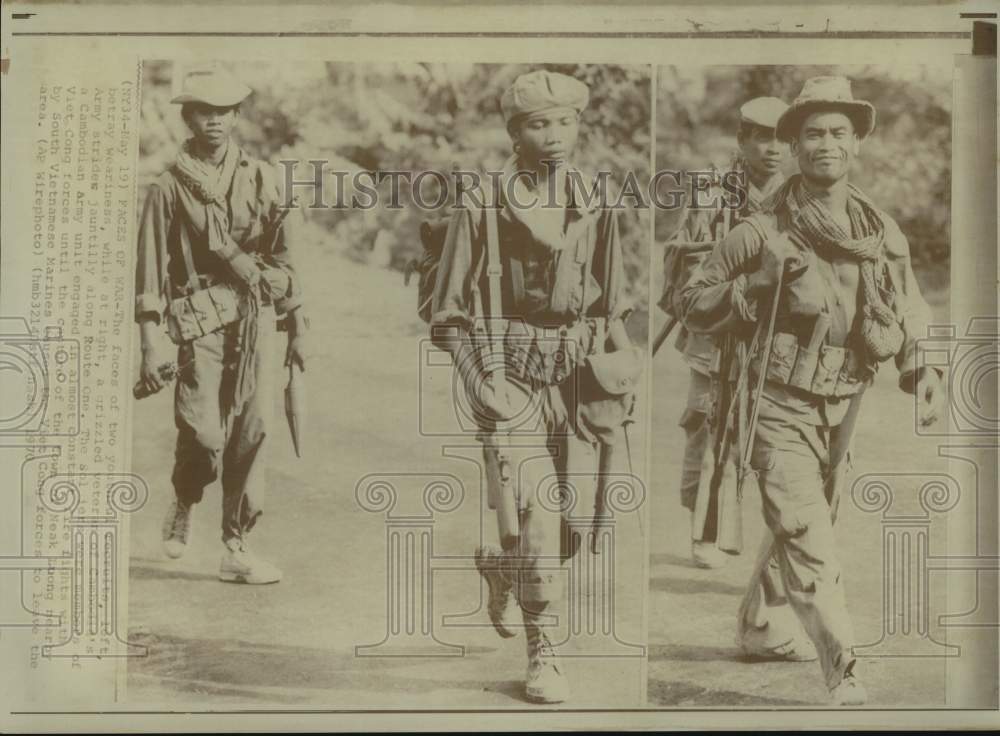 1970 Press Photo Faces of Cambodian Soldiers After Steady Fight with Viet Cong - Historic Images