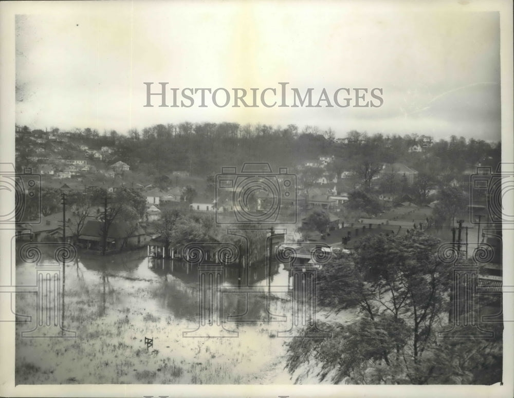 1948 Press Photo Floods-Aerial view of flooding in Birmingham, Alabama - Historic Images