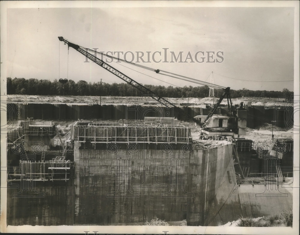 1953 Press Photo Alabama-New Demopolis Dam and Lock under construction. - Historic Images