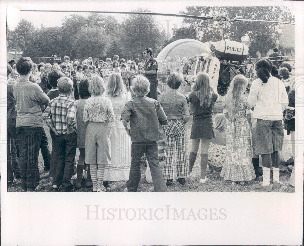 1977 St. Petersburg Florida Police Helicopter &amp; Officer Bob Brostek Press Photo - Historic Images