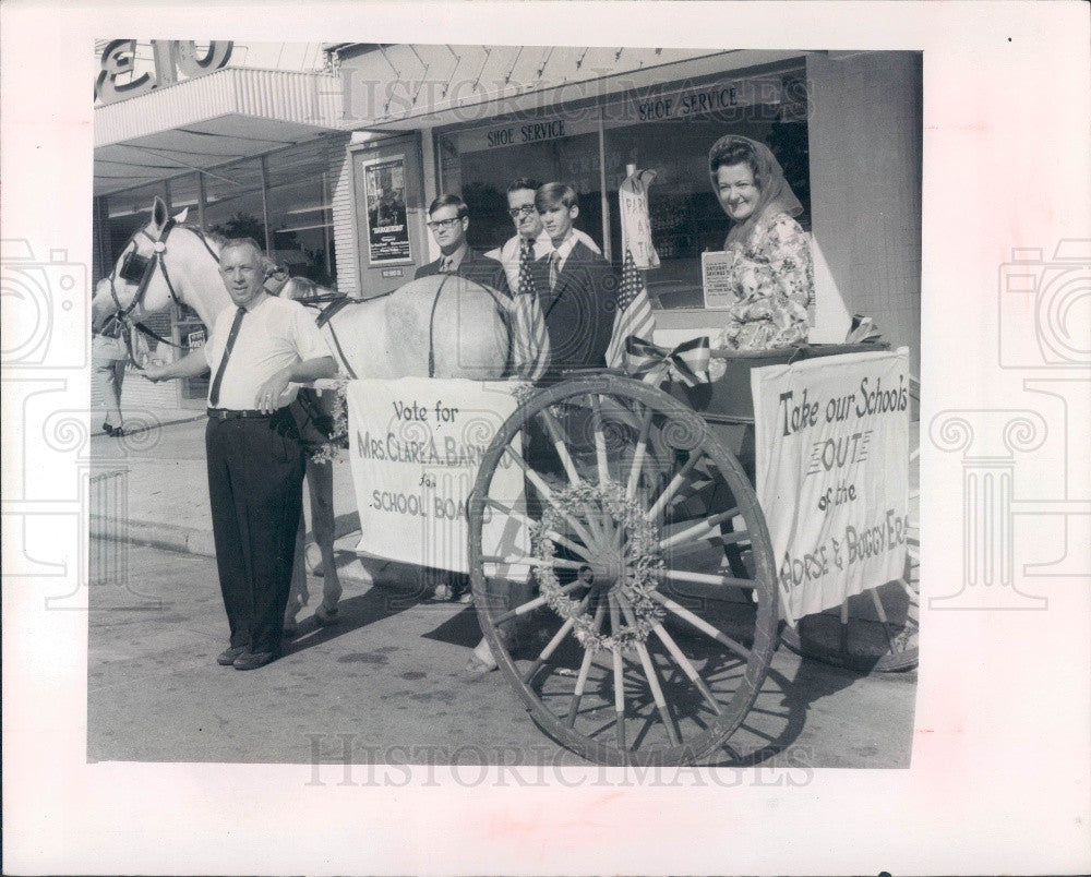 1970 Pasco County Florida School Board Campaign Horse &amp; Buggy Press Photo - Historic Images