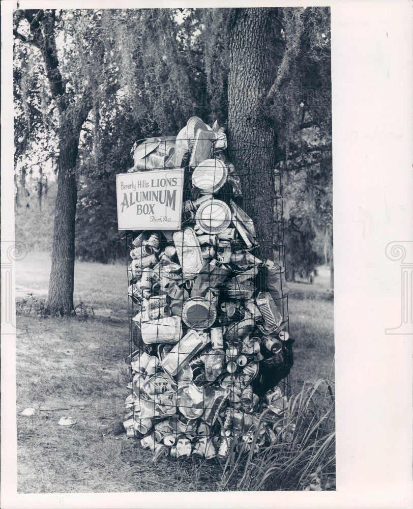 1977 Beverly Hills Florida Lions Club Aluminum Recycling Bin Press Photo - Historic Images