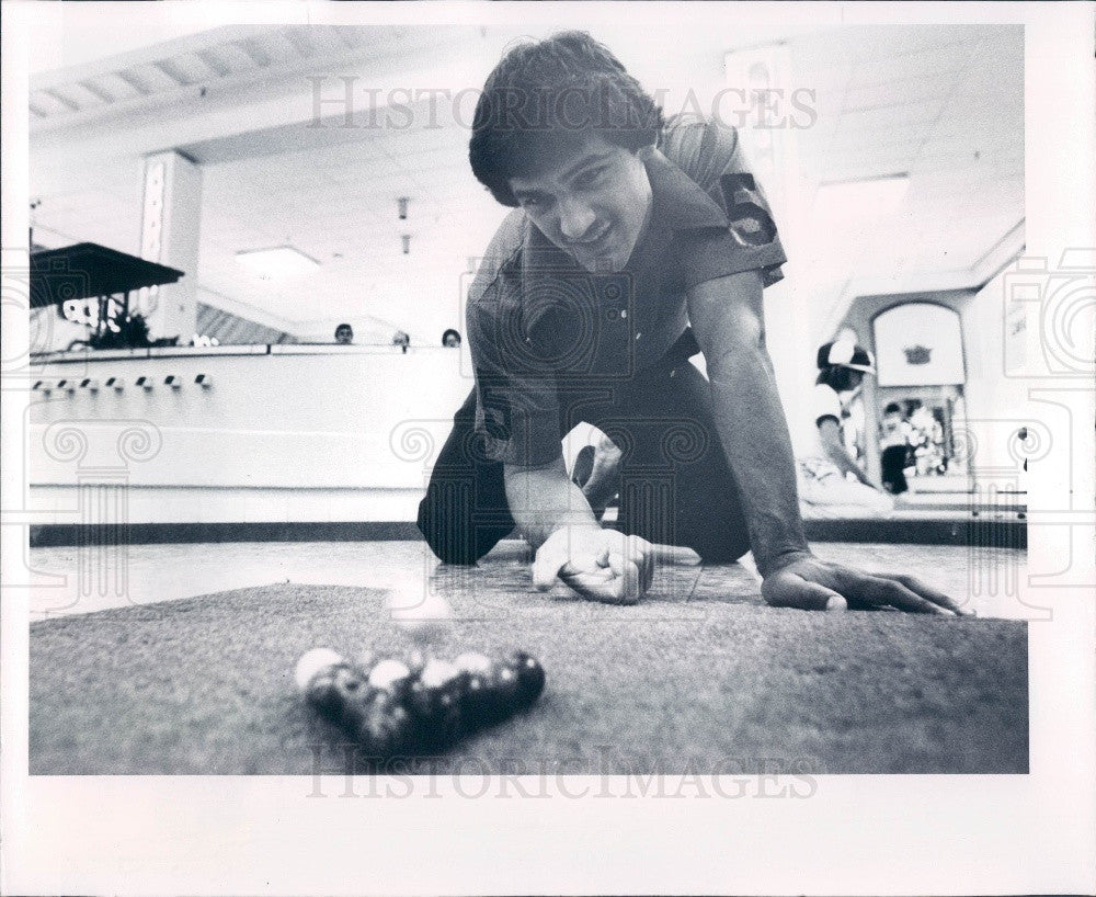 1980 Florida Eckerd College Champ Marbles Shooter Nick Palantzas Press Photo - Historic Images