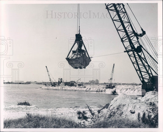 1964 Clearwater Florida Island Estates Dredging Operation Press Photo - Historic Images