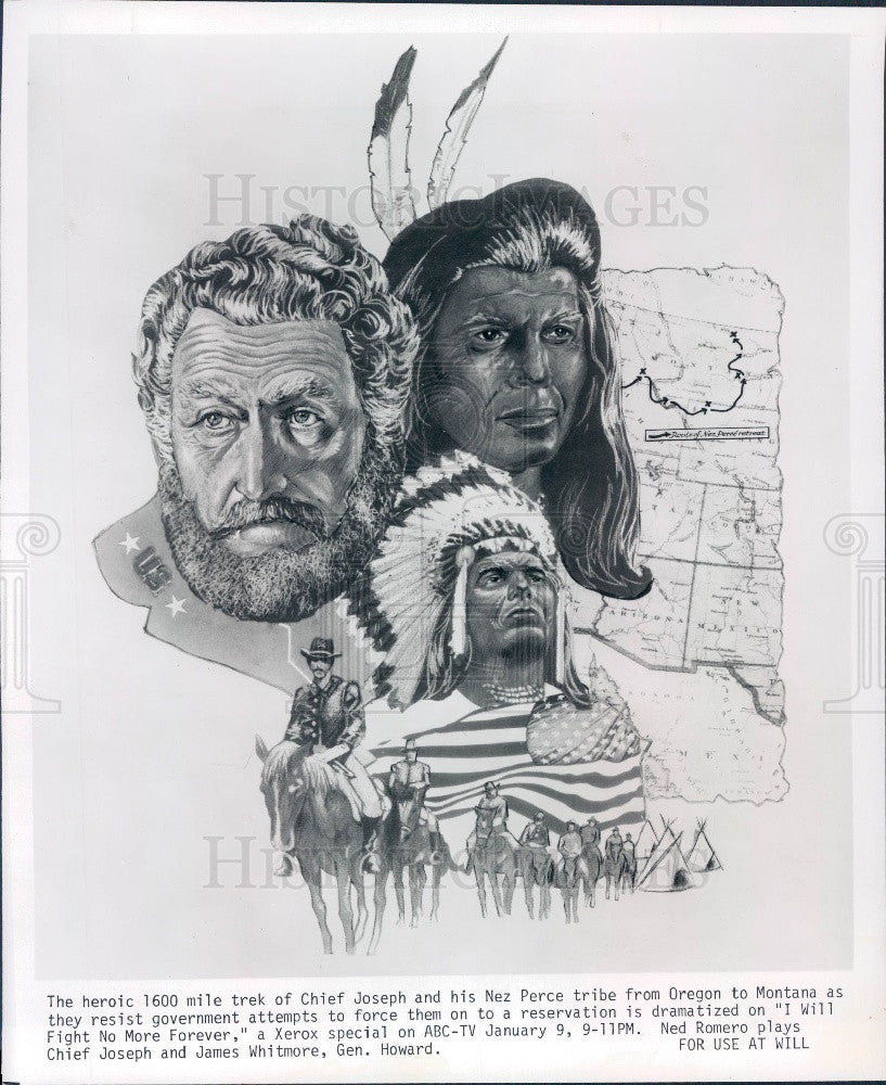 1976 Oregon to Montana Chief Joseph and Nez Perce Tribe Press Photo - Historic Images