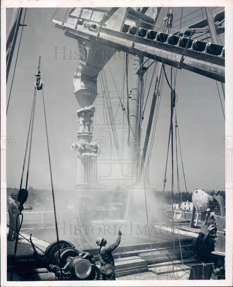 1964 Tampa Florida Phosphate Rock Loaded Aboard Ship Press Photo - Historic Images