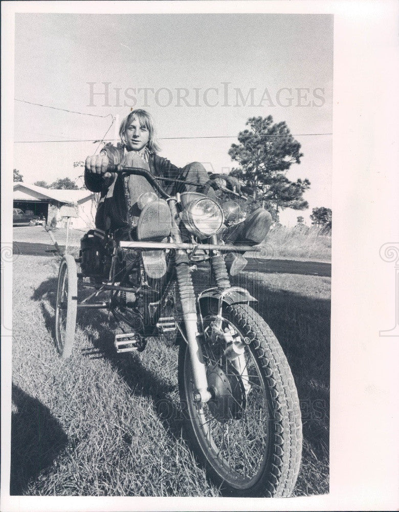 1974 Pasco County Florida Buddy Merchant Motolawncycle Press Photo - Historic Images