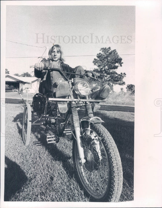 1974 Pasco County Florida Buddy Merchant Motolawncycle Press Photo - Historic Images