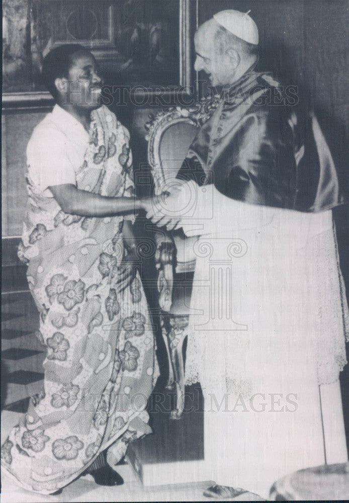 1965 Pope Paul VI &amp; Zambia Republic Ambassador Katilungu Press Photo - Historic Images