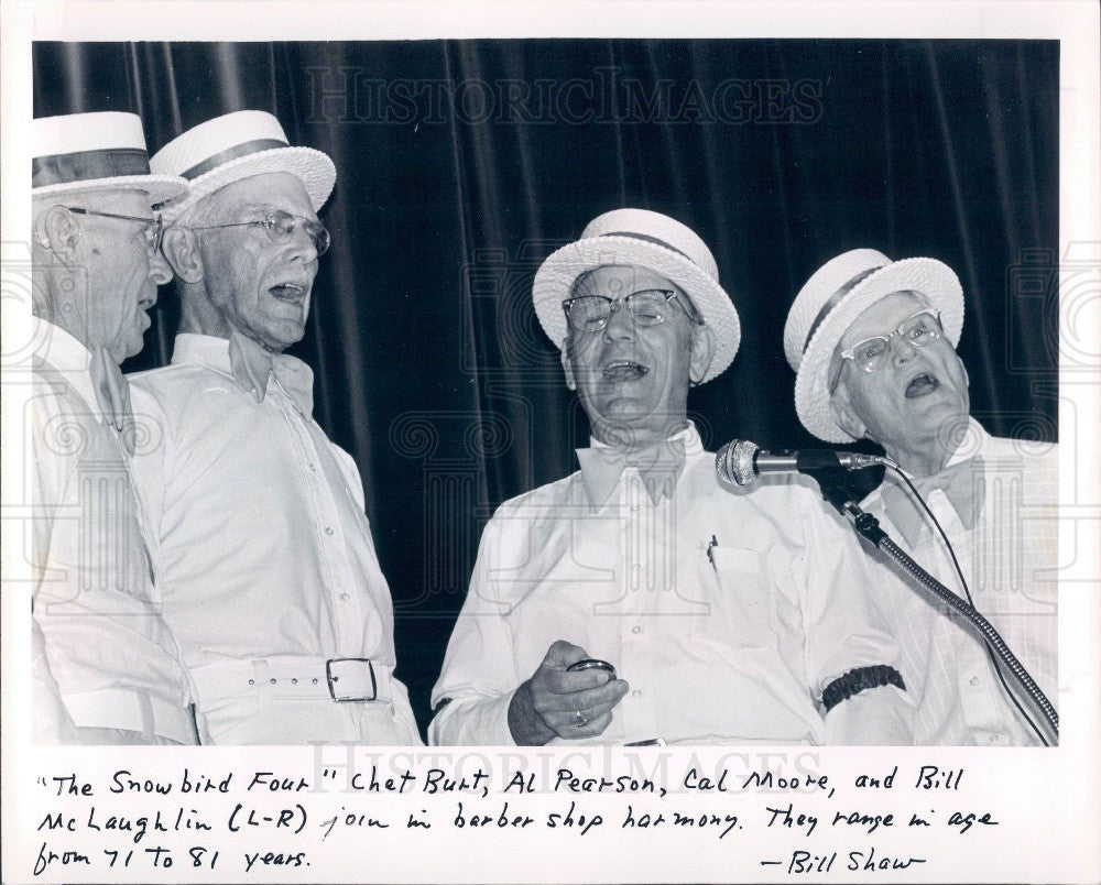 1980 Zephyrhills Florida Barbershop Quartet The Snowbird Four Press Photo - Historic Images