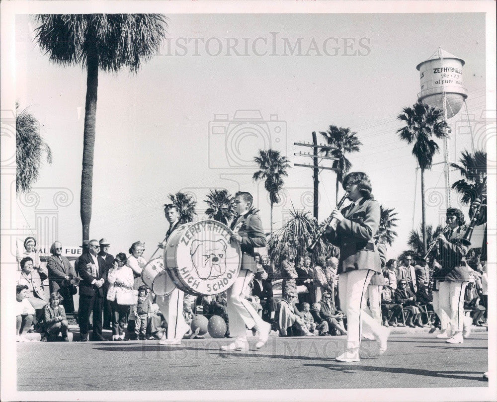 1965 Zephyrhills Florida Founders Day Parade Zephyrhills HS Band Press Photo - Historic Images