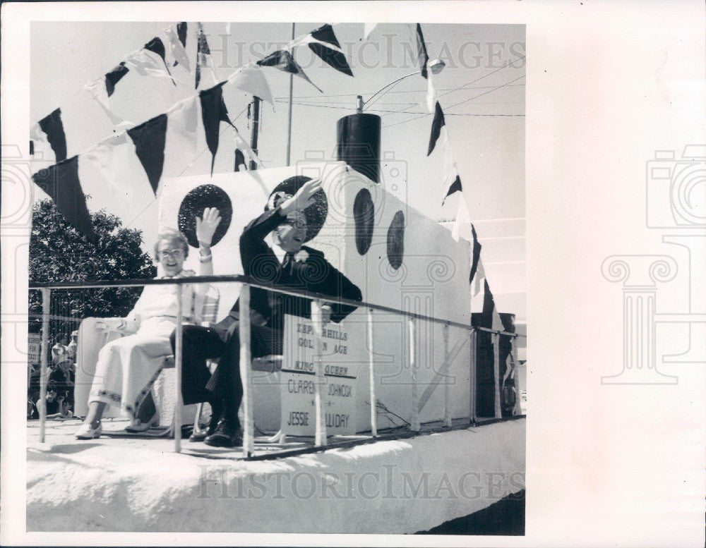 1973 Zephyrhills Florida Founders Day Parade Golden Age King &amp; Queen Press Photo - Historic Images