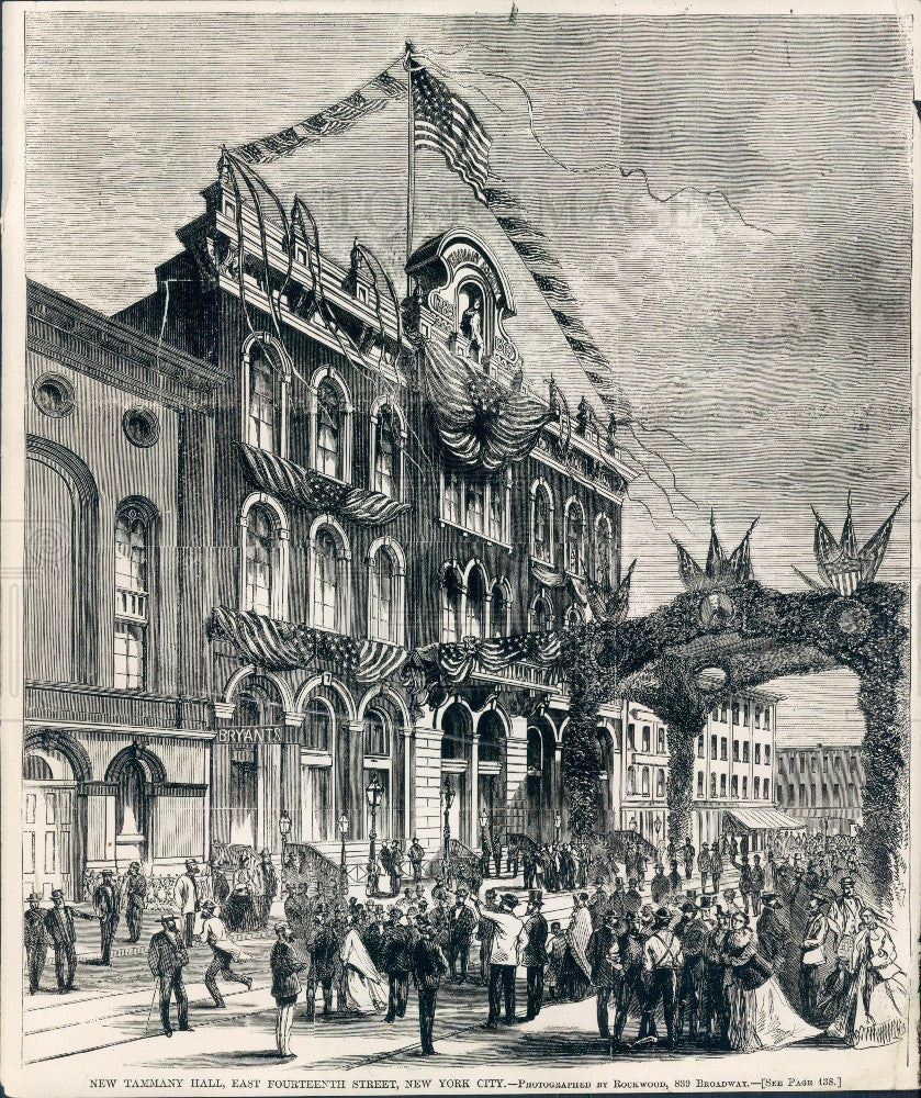1924 New York City Tammany Hall 1868 Harper's Weekly Press Photo - Historic Images
