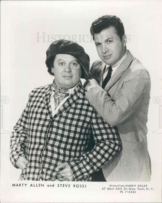 Undated Hollywood Comedians Marty Allen & Steve Rossi Press Photo - Historic Images