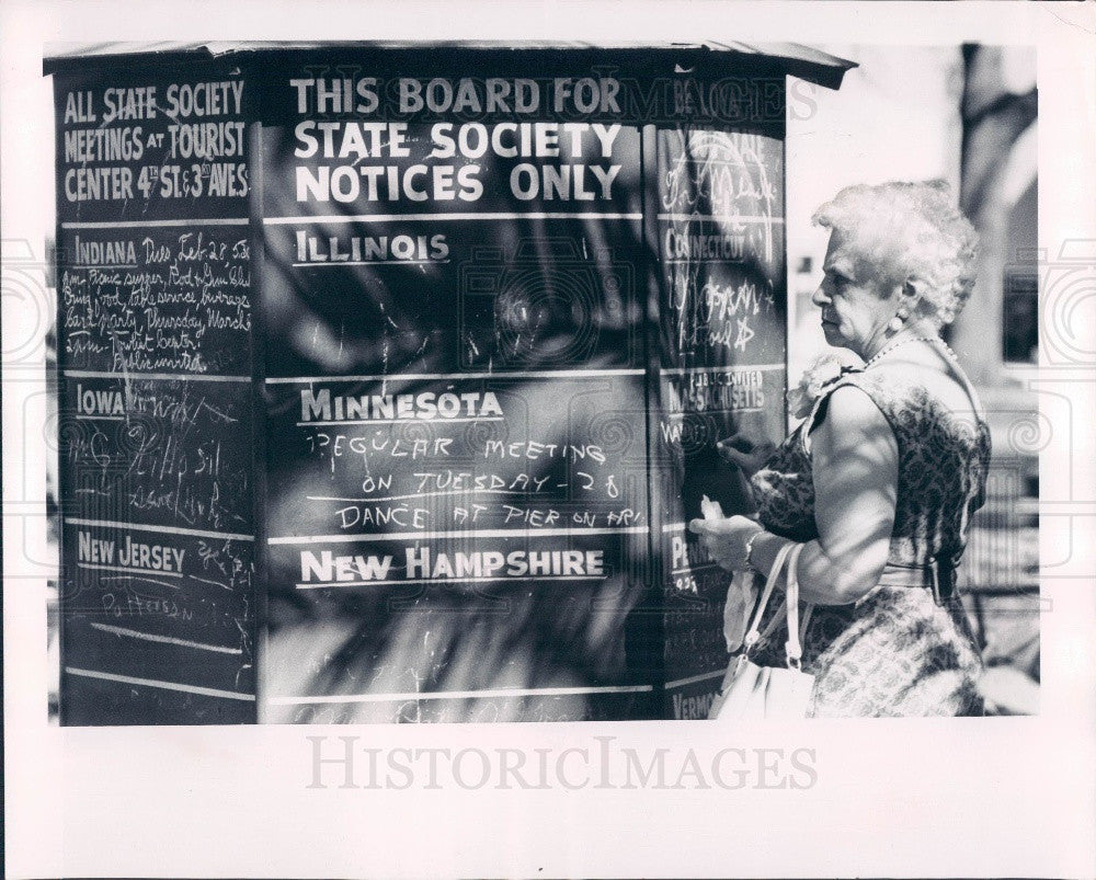 1961 St. Petersburg Florida State Society Notices Board Press Photo - Historic Images