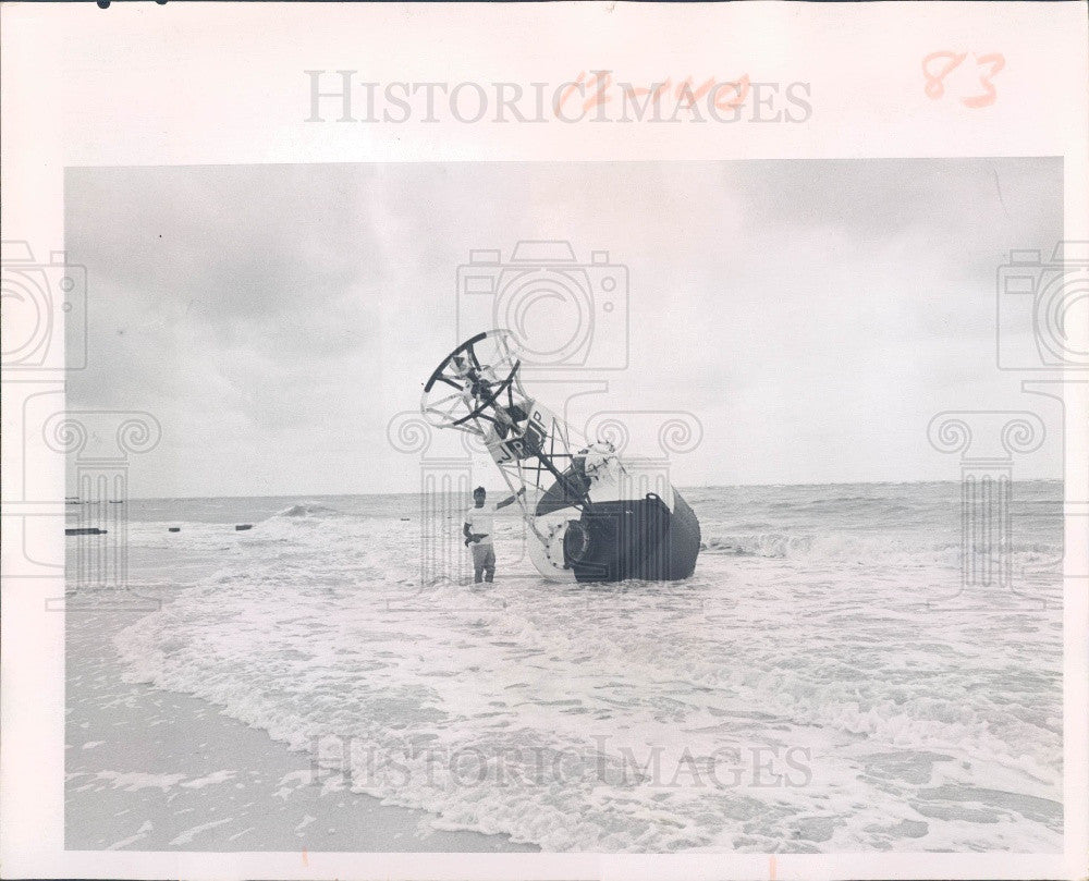 1967 Pinellas County Florida Sunset Beach Flooding Johns Pass Buoy Press Photo - Historic Images