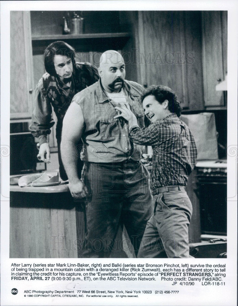 1990 Hollywood Actor Mark Linn-Baker, Bronson Pinchot &amp; Rick Zumwalt Press Photo - Historic Images