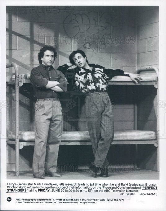 1989 Hollywood Actors Mark Linn-Baker & Bronson Pinchot Press Photo - Historic Images