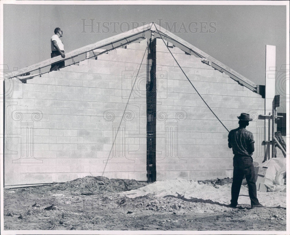 1966 Pinellas Park Florida Nazarene Church Construction Press Photo - Historic Images