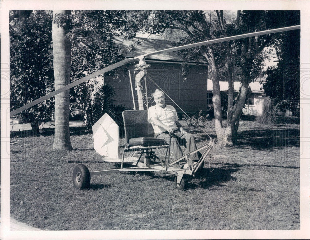 1973 Charles Podlesak Inventor Experimental Whatchacallit Helicopter Press Photo - Historic Images