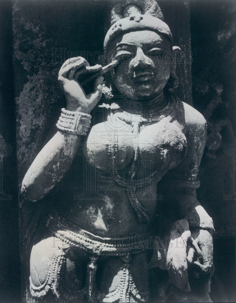 1970 Konarak Orissa India Temple Stone Carved Figure Black Pagoda Press Photo - Historic Images