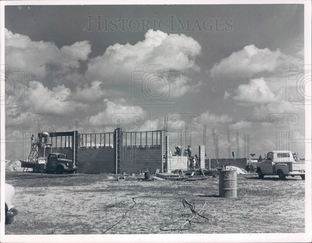 1958 Treasure Island Florida Municipal Garage Construction Press Photo - Historic Images