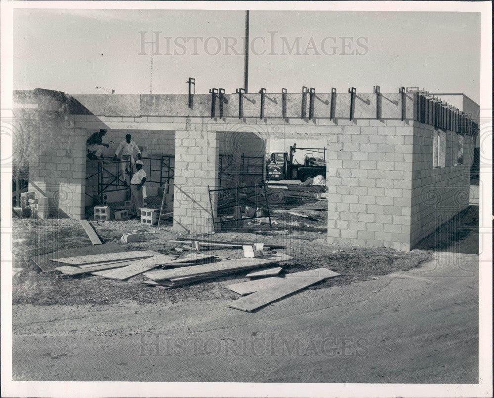 1965 Treasure Island Florida Police &amp; Fire Bldg Construction Press Photo - Historic Images