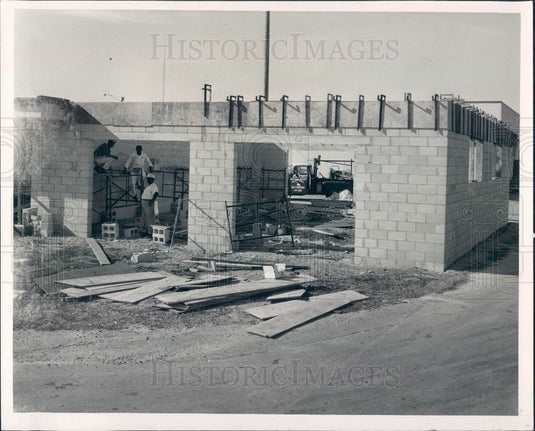 1965 Treasure Island Florida Police & Fire Bldg Construction Press Photo - Historic Images