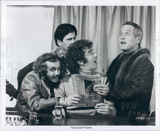 1977 Hollywood Actors Paul Newman, Yvon Barette, & Stephen Mandillo Press Photo - Historic Images