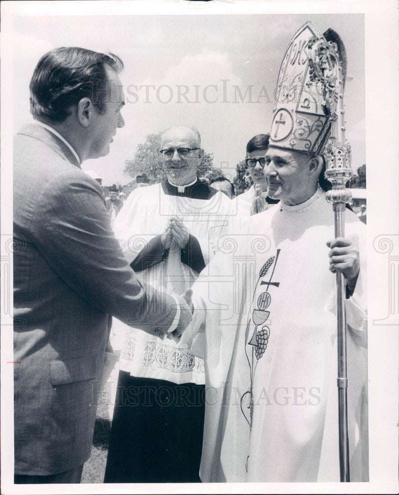 1968 St Petersburg Florida Archbishop Raimondi Florida Governor Kirk Press Photo - Historic Images