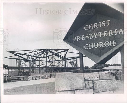 1966 Largo Florida Christ Presbyterian Church Sanctuary Construction Press Photo - Historic Images