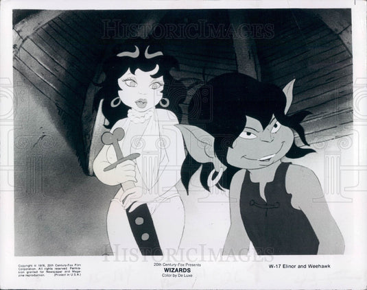 1977 Cartoon Characters Elinor & Weehawk from Film Wizards Press Photo - Historic Images