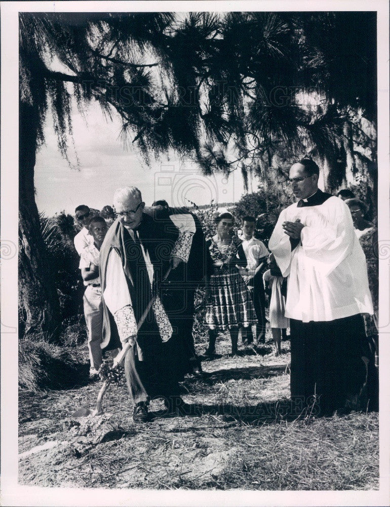 1961 Safety Harbor FL Espiritu Santo Catholic Church Groundbreaking Press Photo - Historic Images