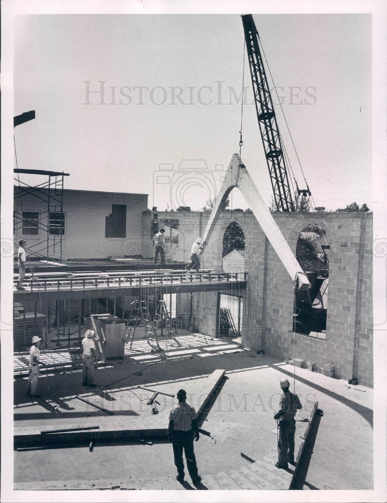 1960 St Petersburg FL Redeemer Lutheran Church Construction Press Photo - Historic Images