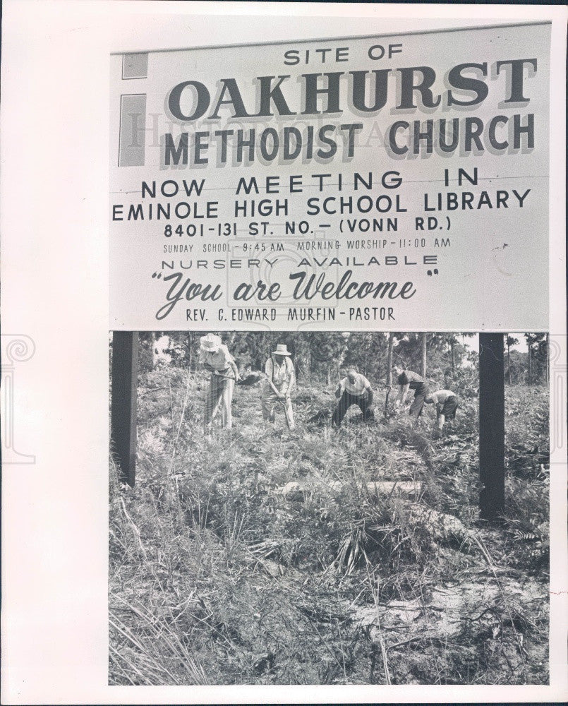 1964 St. Petersburg FL Oakhurst Methodist Church Land Clearing Press Photo - Historic Images