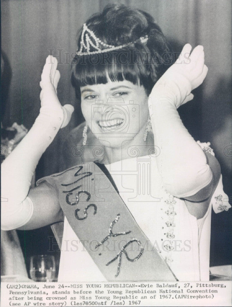 1967 Miss Young Republican Evie Baldauf Press Photo - Historic Images