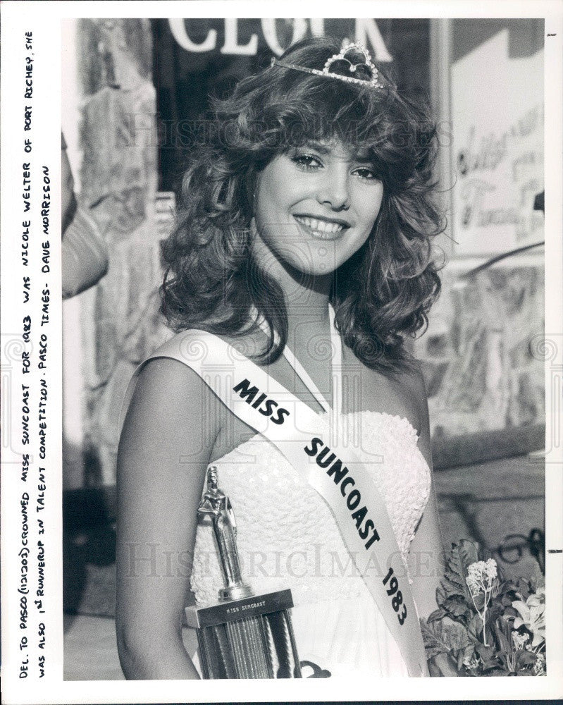 1983 Florida Miss Suncoast Nicole Welter Press Photo - Historic Images