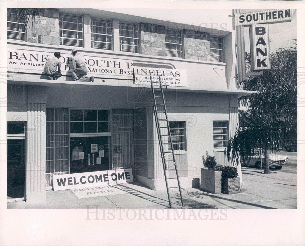 1967 South Pinellas Florida Southern Bank Sinage Press Photo - Historic Images